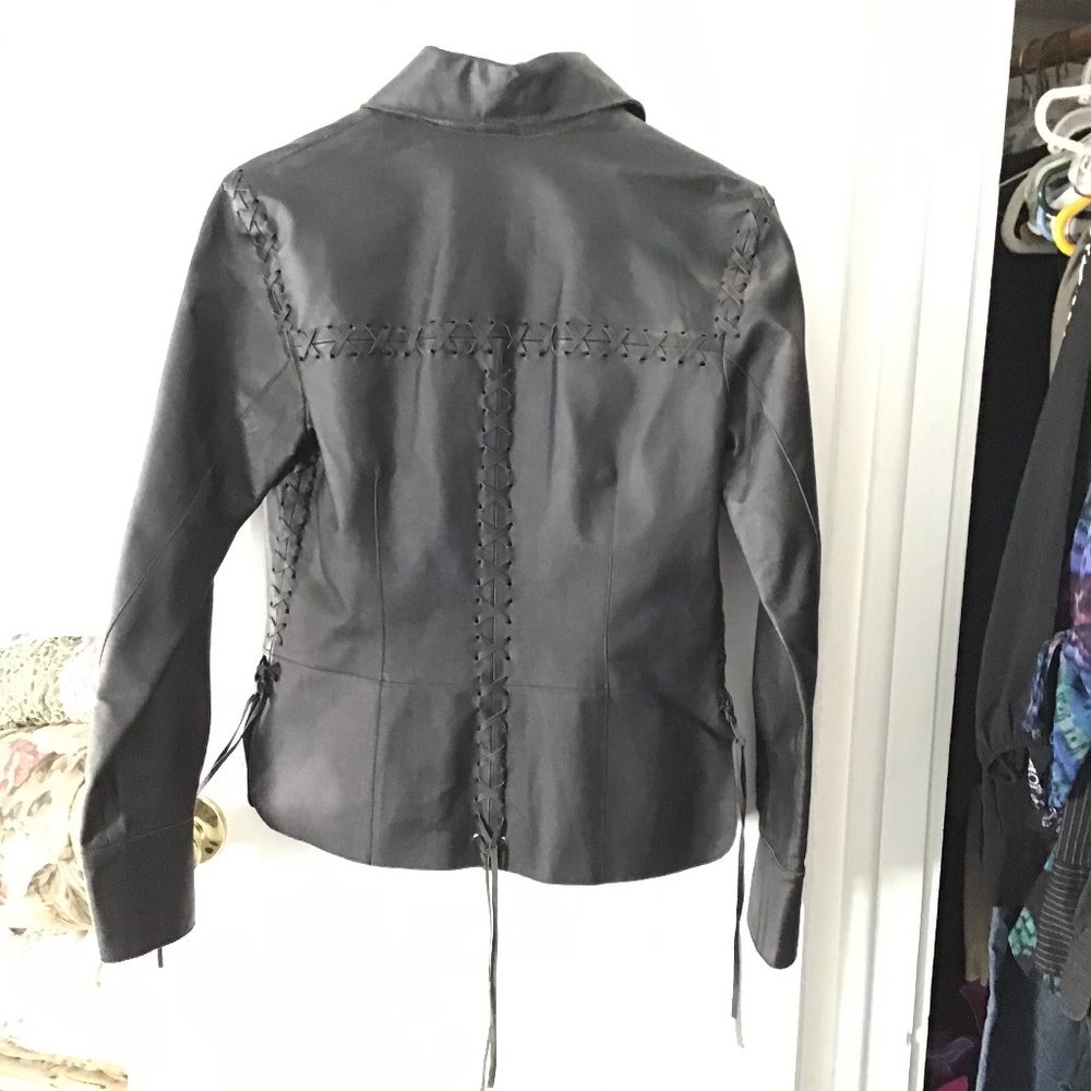 Black Leather jacket with pretty lacing details